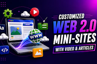 do customized web20 minisites with video and articles
