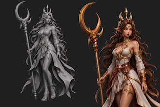 create stylized 3d character, creature sculpt, stl model for game, 3d printing