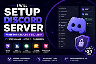 setup discord server with bots, roles and security in 24 hrs
