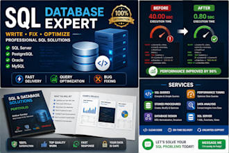 write sql queries, fix sql errors and optimize databases