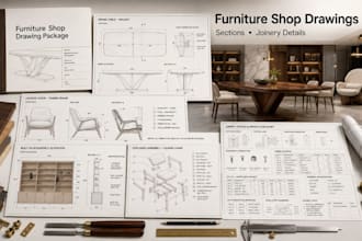 create furniture shop drawings with sections and joinery details
