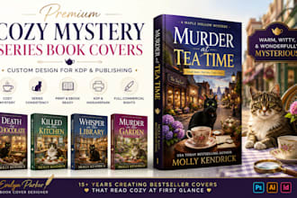 create a premium cozy mystery series book cover for kdp
