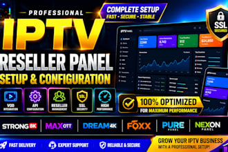 create reseller panel for strong8k max ott dream4k foxx pure nexon with vod, ssl