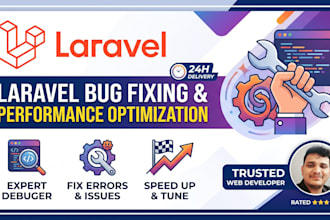 fix laravel bugs, database errors, routing, and optimize performance
