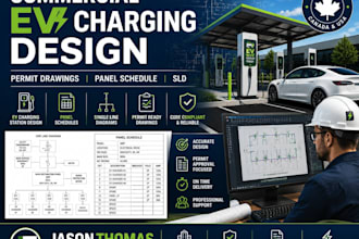 design commercial ev charging station with panel schedule and permit drawings