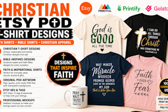 create christian etsy pod t shirt design, faith shirts and bible shirts