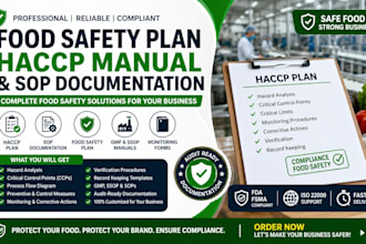 develop food safety plan, haccp manual and sop documentation