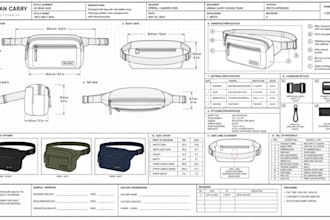 create belt bag, waist bag, sling bag, mini bag and travel bag factory tech pack