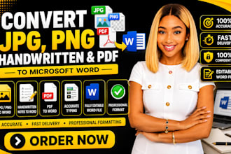 professionally convert your jpg, png, handwritten notes, PDF to microsoft word