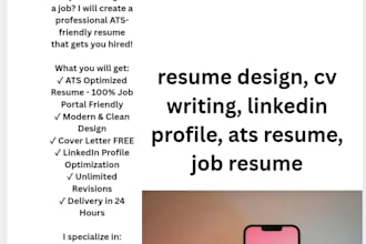 design professional resume, CV and linkedin profile for you