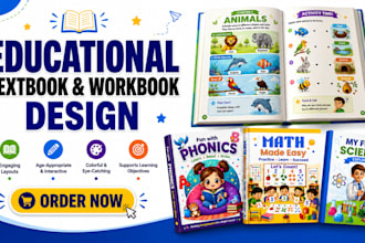 design educational textbook, curriculum, workbook, lesson plan, kids workbook
