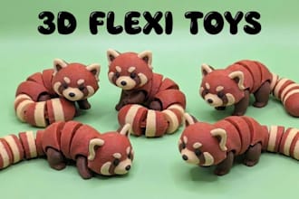 3d flexi animal toy, fidget clicker articulated dragon toy stl model 3d printing