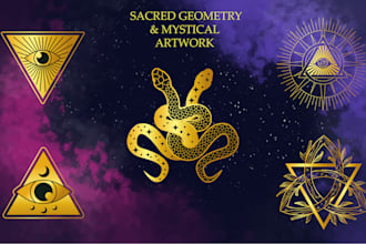 design premium sacred geometry and mystical line art brand identity logo