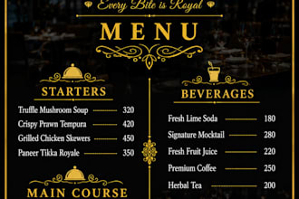 create a professional menu card
