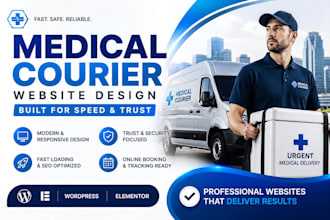 design a professional medical courier website in wordpress