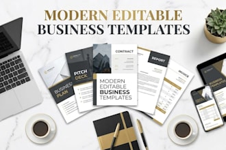 design a modern editable invoice, quotation, receipt and order form template