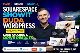 build design redesign fix develop squarespace, showit, duda, or wix website