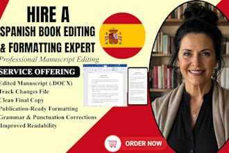 provide spanish book editing and format your memoir novel and fiction book