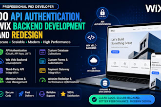 do API authentication , wix backend development and redesign