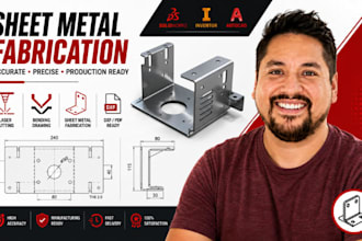 sheet metal fabrication drawing, laser cutting, bending, solidworks cad drafting