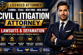 licensed florida california ny pa civil litigation for lawsuit motion defamation