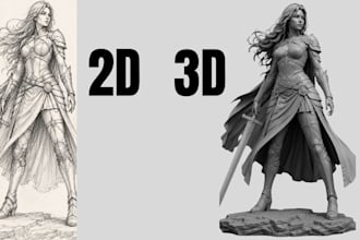 turn your 2d image photo drawing to custom 3d model figurine printable stl file