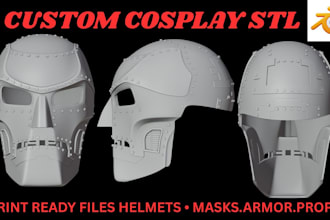design custom cosplay stl file for helmet mask armor prop and 3d printing