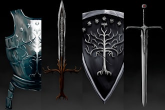 create fantasy weapon and item illustrations