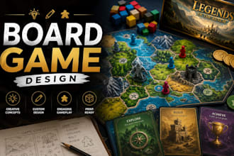 design custom card game, board game art, playing card, board game design,
