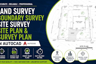 do land survey boundary survey site survey site plan survey plan in autocad