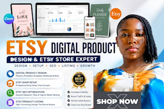 do etsy digital product design for etsy shop setup etsy seo etsy product listig