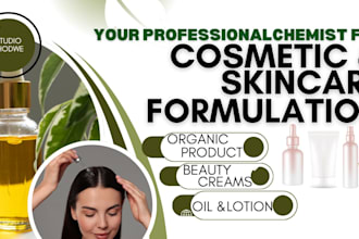 formulate skincare, haircare, cosmetics, organic products, and beauty creams