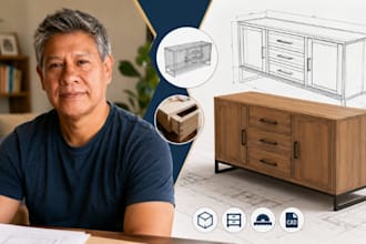 design furniture manufacturing drawing, furniture shop drawing, furniture cad 3d