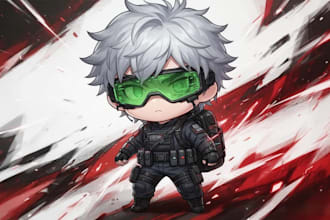 draw custom anime chibi stickers, merch designs, and apparel illustrations