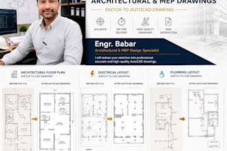 redraw floor plan architecture mep drawings in 12 hours