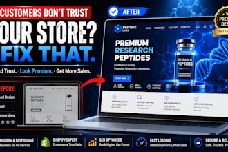 design a custom peptide website, shopify store and landing page