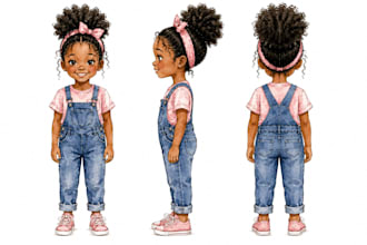 create expressive african american childrens book character designs