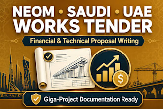 write saudi uae works tender neom and financial proposal documents