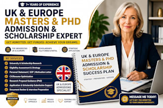 apply for UK and europe masters, phd admission and scholarship application
