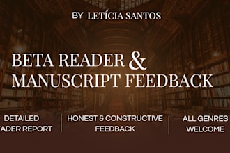be your beta reader for book excerpts, chapters, or manuscripts