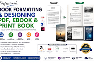 do formatting, designing of book, report, cover page, pdf, ebook and print book