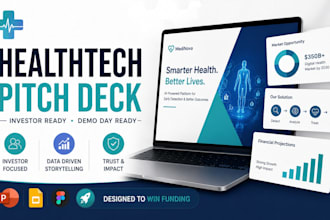 design healthtech startup pitch deck for investors and demo day events