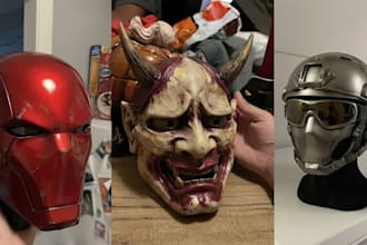 3d print and paint 3d mask, 3d helmet, 3d anime cosplay printing with shipping