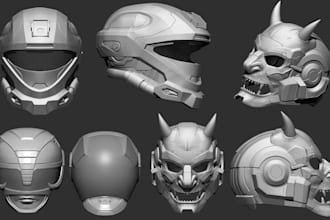 sculpt realistic 3d helmet, 3d mask halloween mask, kitsune mask for 3d printing