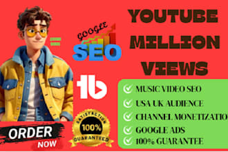 shoutout USA UK youtube video SEO to 1 million people for views revenue