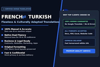 manually translate french to turkish and turkish to french