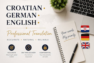 translate english to german, croatian and vice versa