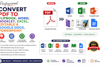 convert PDF to word, editable, excel, powerpoint, google docs, flipbook, booklet