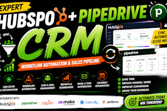 setup hubspot pipedrive CRM workflow automation and sales pipeline