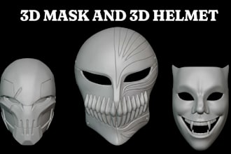 sculpt 3d mask, 3d helmet, cosplay anime mask for 3d printing